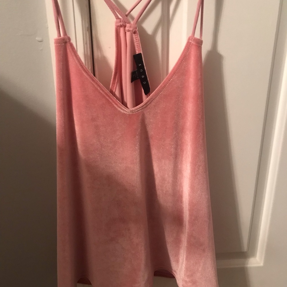 Pink velvet camisole